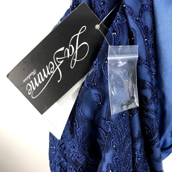 LA FEMME Navy Blue Rhinestone Dress Size 2 NWT - Picture 6 of 8